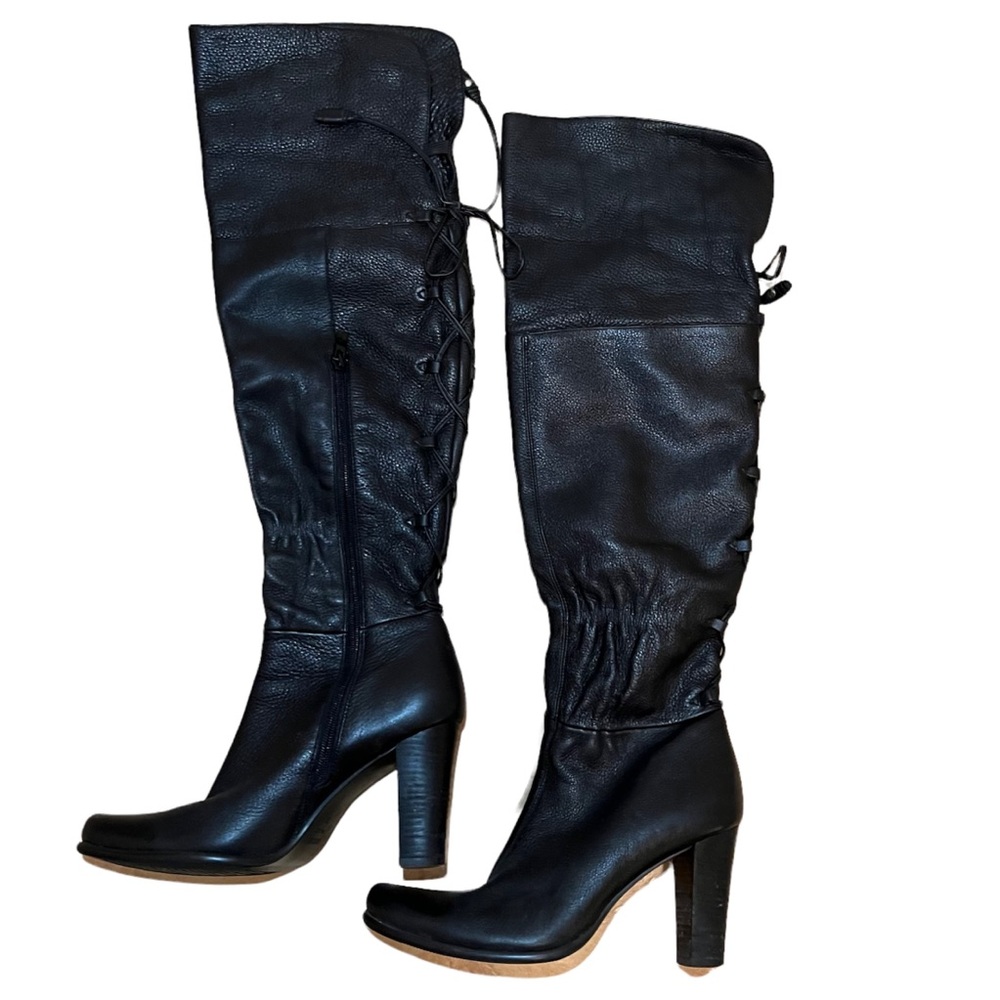 Clotilde Black Rounded Toe Heel Boots Size EUR 38